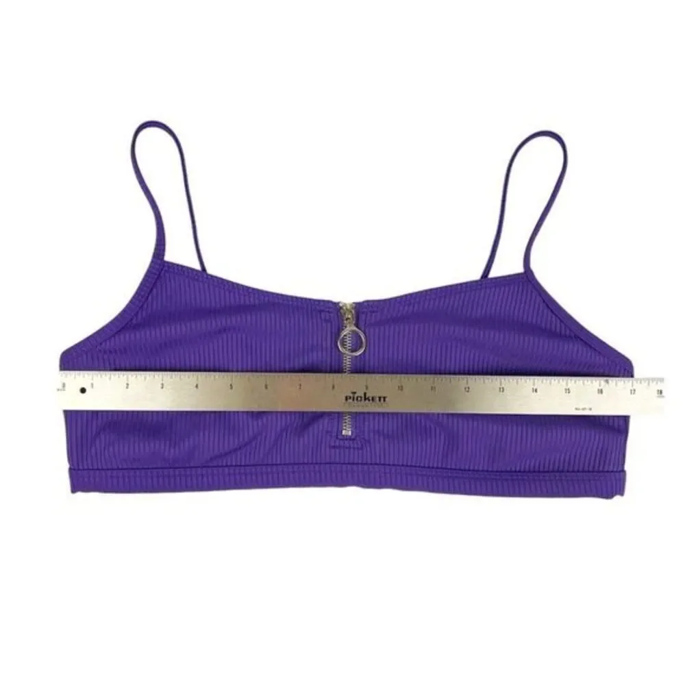 Revamped Dark‎ Purple Ribbed Bikini Top Size XL